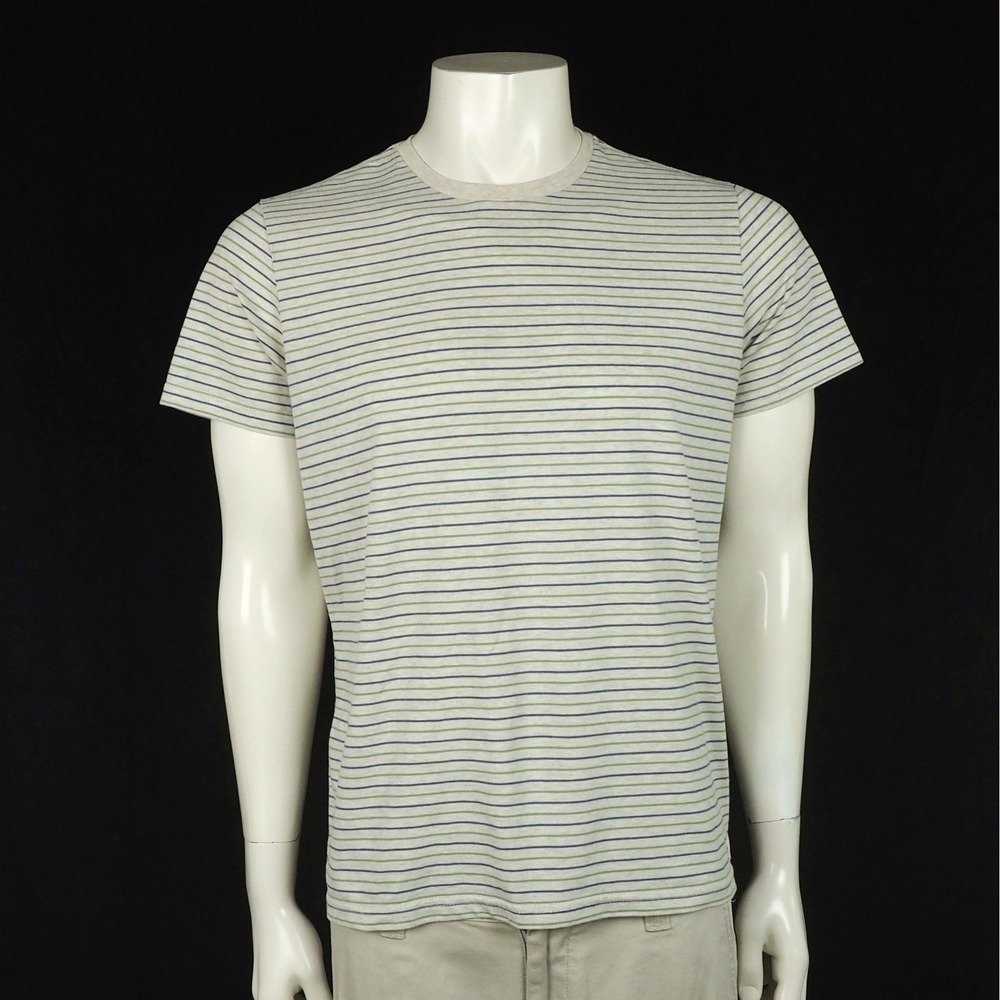 Marine Layer Re-Spun Signature Crew Tee Shirt Mens Medium Beige Striped Retro